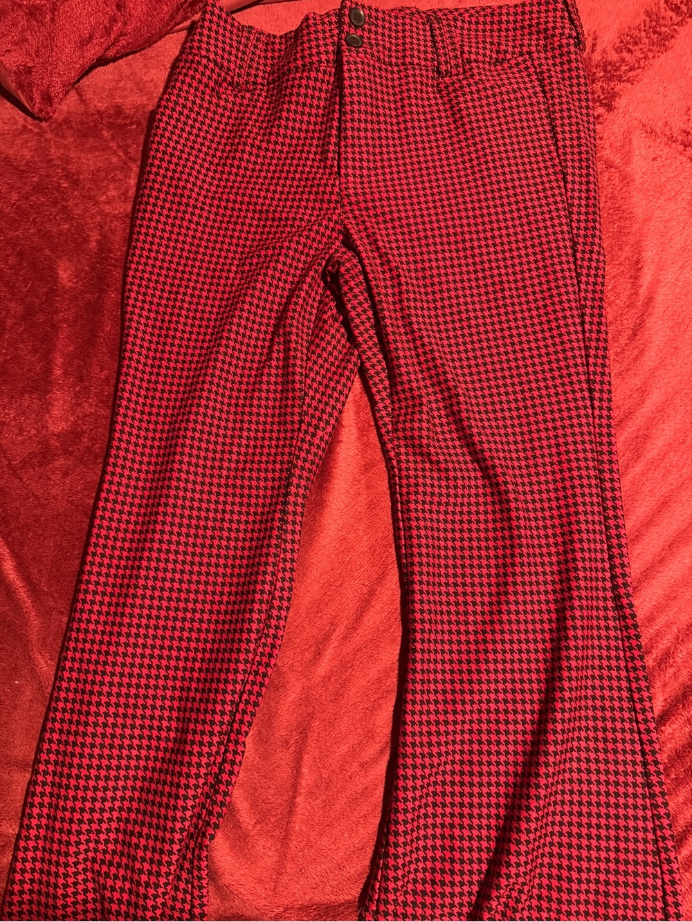 red plaid pants